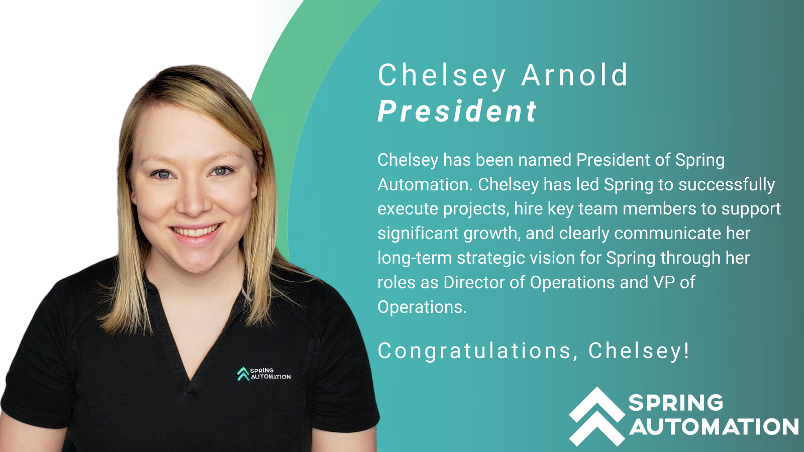 Chelsey Arnold Promoted to President of Spring Automation